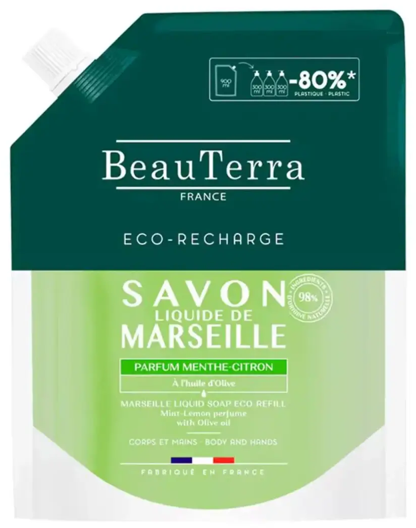 Marseļas Ziepes Beauterra Mētra-Citrons Uzkrājums 900ml