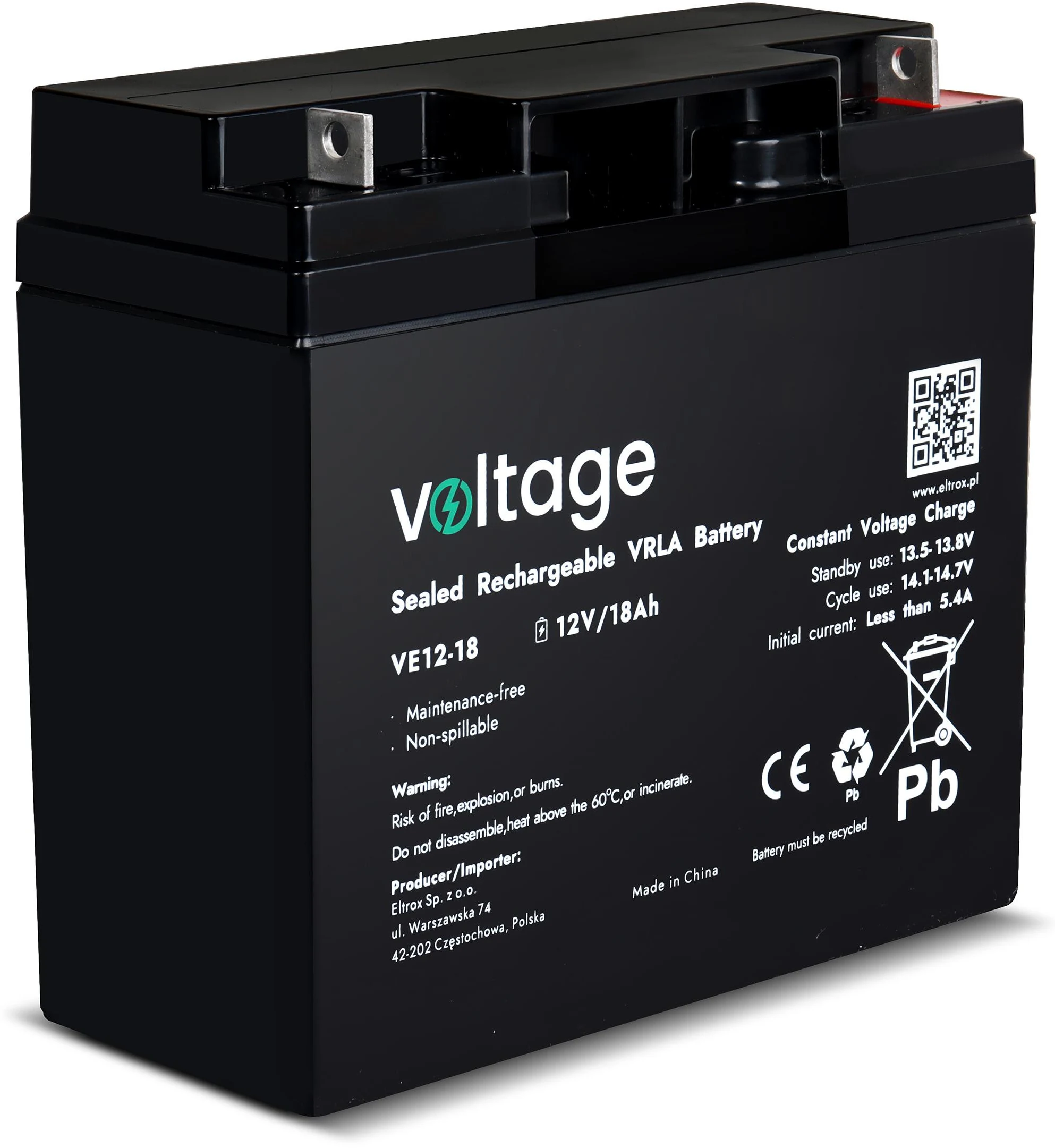 Akumulator AGM Voltage 12V 18Ah VE12-18