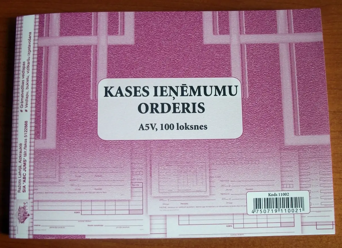 ABC JUMS Kases ieņēmumu orderis A5V