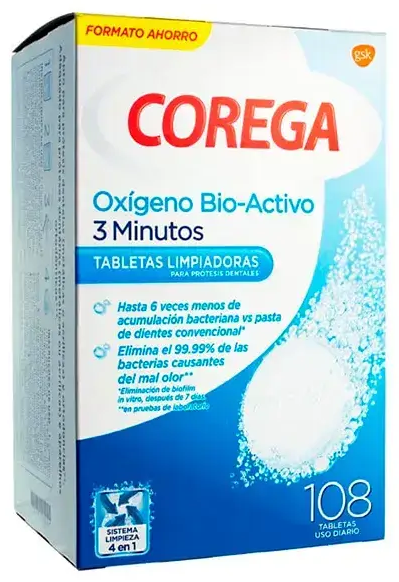 Corega Bio-Active Oxygen proteīnu tīrīšanas tabletes