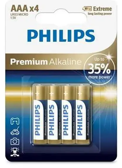 Battery PHILIPS AAA LR03 4pcs blister