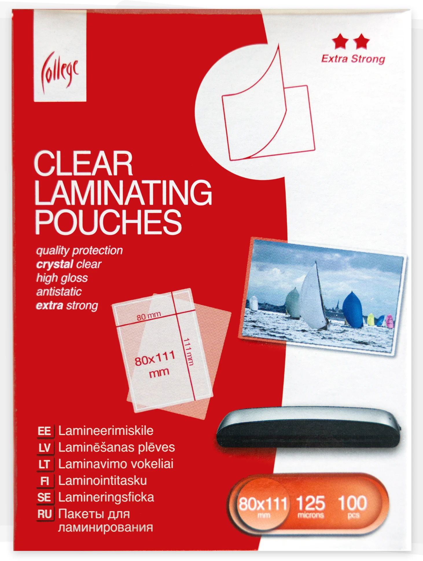 Laminēšanas plēves College Antistatic 80x111mm, 125mikr
