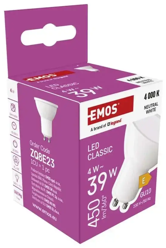 LED spuldze GU10 230V MR16 4W