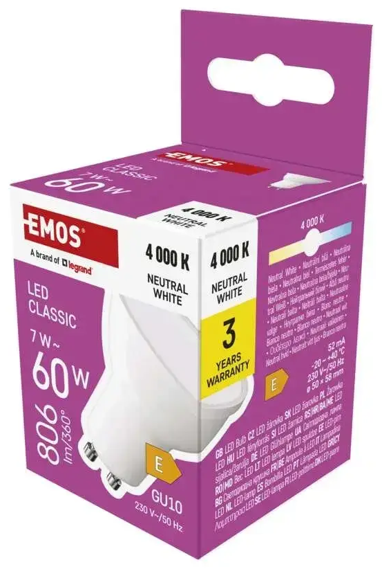 EMOS LED spuldze GU10 230V MR16