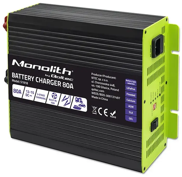 Qoltec Charger for LiFePO4 AGM GEL