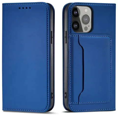 Magnet Card Case for Samsung Galaxy S23 Ultra flip cover wallet stand blue