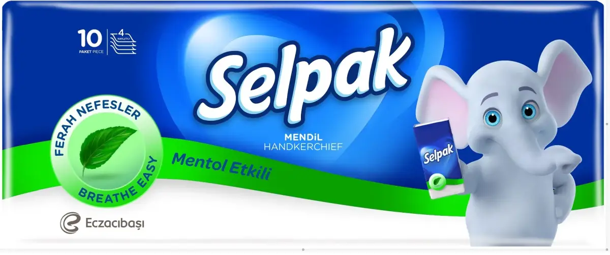 Papīra kabatlakatiņi SELPAK Menthol, 4 kārtas