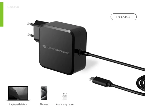 Lādētājs Conceptronic CONCEPTRONIC 1Port 100W, GaN