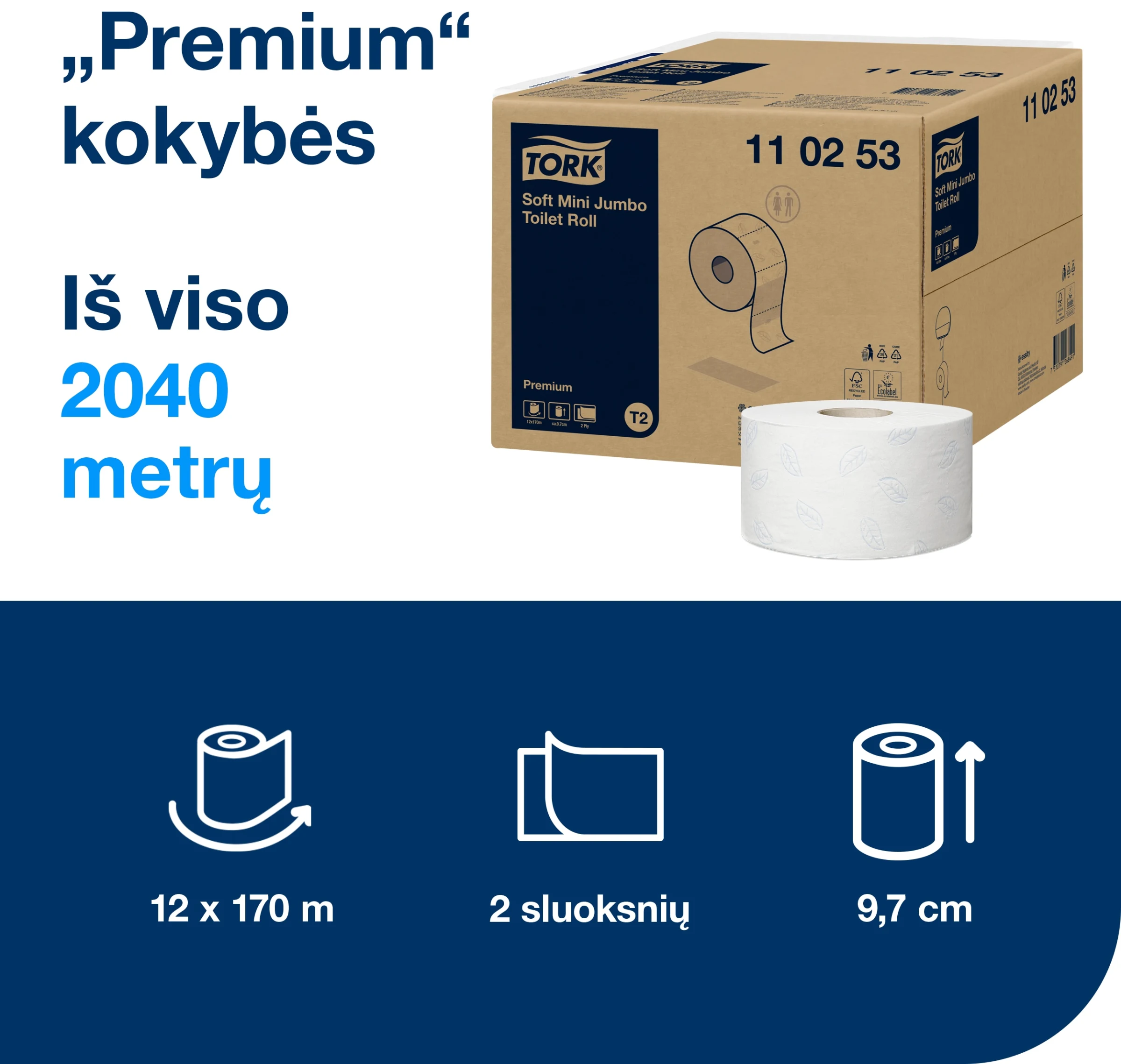 Tualetes papīrs Tork 110253 Premium Soft
