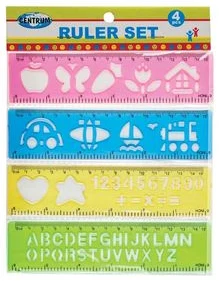Lineāls-trafarēts 15cm asorti 4gb. caurspīdīgs
