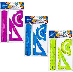 Set SOFT ABC flexible: 20cm ruler, triangle rulers, protractor ruler