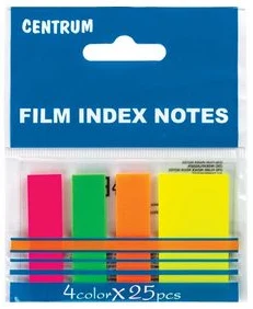 Plastikāta indeksi 45*12mm&45*25mm 4neon kr.x25lp.