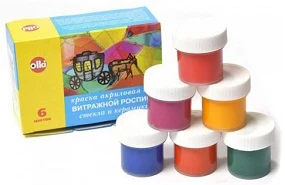 Glass acrylic paints set OLKI "Sun Catcher" 6col.x22ml