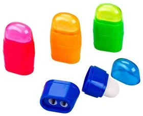 Zīmuļu asināmais plastmasas, ar savācēju, ar 2nažiem, ar dzēšgumiju 72x45x25mm