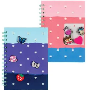 Double Spiral Notebook A6 80sh. 70gsm with Silicon Cover and Charms
