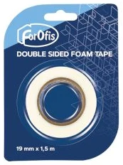 Līmlente divpusēja 19mm x1.5m FOROFIS, uz putuplasta bāzes