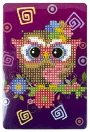 Dimanta mozaīka "Owl" 10x15cm ar plastmasas statīvu