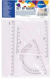 Rasēšanas komplekts (15cm lineāls, 2trīsstūri, transportieris)