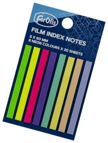Plastikāta indeksi 60*5mm 8neon kr.x20lp. FOROFIS