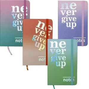 Bloknots A6 līniju 80lp. cietos vākos ar gumiju  "Never give up"