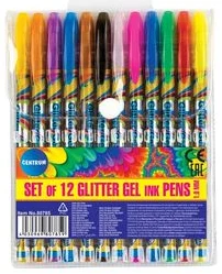 Set of 12 colours GLITTER gel pens 1.0mm