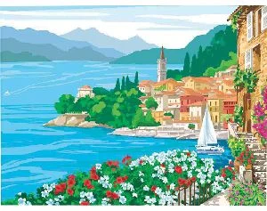 Akrila krāsas un kanvas attēlu gleznošana pēc numuriem "Seafront" 40x50cm