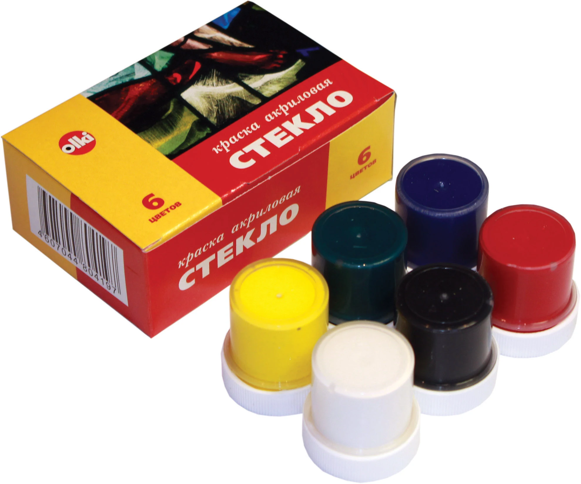 Glass acrylic paints set OLKI "Metallic" 4col.x22ml