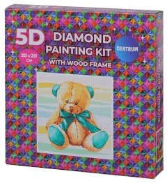 Dimanta mozaīka "Teddy bear" 20x20cm ar koka rāmi