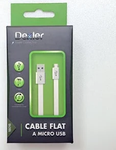 DEXLER universāls plakans mikro USB no USB uz datu un lādēšanas kabeli 1M balts