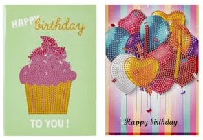 Dimanta mozaīkas apsveikuma kartiņas "Balloons" 13x18cm ar aploksnēm (2gab)