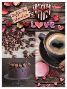 Bloknots A6 rūtiņu 160lp. cietos lokanos vākos "Cofee&chocolate"