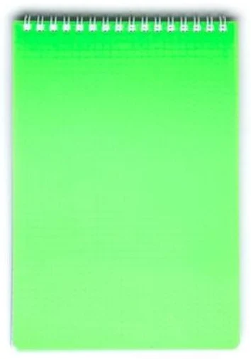 Notebook A5 squared 80sh. spiral bound, plastic cover "Diamond Neon" green