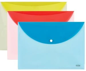 Envelope plastic A4 with button 0.18mm assorted PP