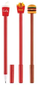 Ball pen COLA, FRIES, BURGER blue ink 0.7mm (assorted)/display box