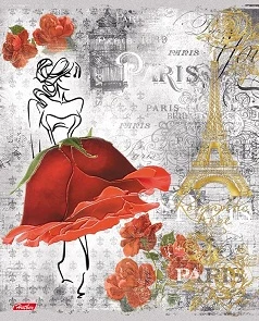 Notebook squared 48sh. with foil cover "Romantic Rose"