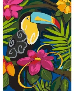 Akrila krāsas un kanvas attēlu gleznošana pēc numuriem "Toucan" 30x40cm