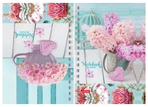 Notebook A6 squared 80sh. spiral bound, hardcover 2col "Sketch in pink tones"