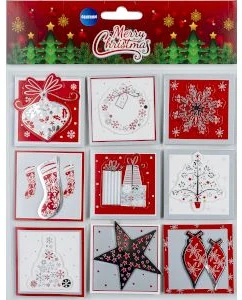 Kartīšu komplekts dāvanām "Merry Christmas" 55x55mm