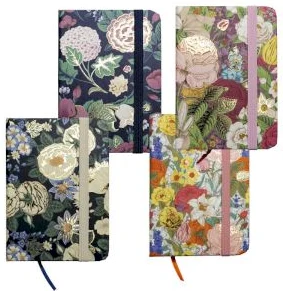 Notebook A7 ruled 80sh. hardcover, with elastic "Flowers"