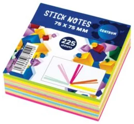 Stick notes pad 75x75mm 25sh.x9neon col.