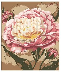 Dimanta mozaīka + Akrila krāsas un kanvas attēlu gleznošana pēc numuriem "Peony" 40x50cm