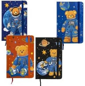 Notebook A6 ruled 80sh. hardcover, with elastic "Bear in space"
