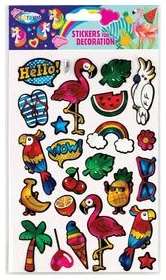 Decoration holographic stickers UNICORN & FLAMINGO 210x140mm