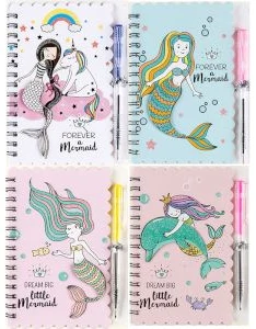 Bloknots A6 līniju 30lp. "Mermaid" ar spirāli, pildspalvu