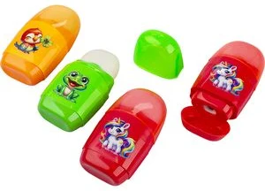 Zīmuļu asināmais ar dzēšgumiju un ar savācēju "Cartoon Animals" plastmasas