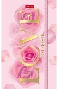 Notebook A6 squared 80sh.+50sh. hardcover, with elastic "Love"