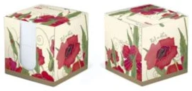 Piezīmju papīru kubs 9x9x9cm "Red on White" paliktnī