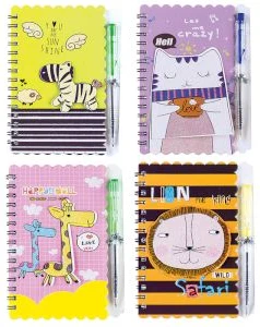 Notebook A6 ruled 30sh. "Pets" with spiral, pen