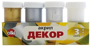 Acrylic paint OLKI "Decor" (3col+lacquer)x22ml