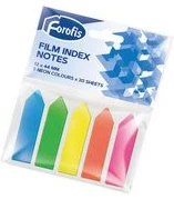 Plastikāta indeksi FOROFIS 5 neona krāsas x 20lp. 44x12mm